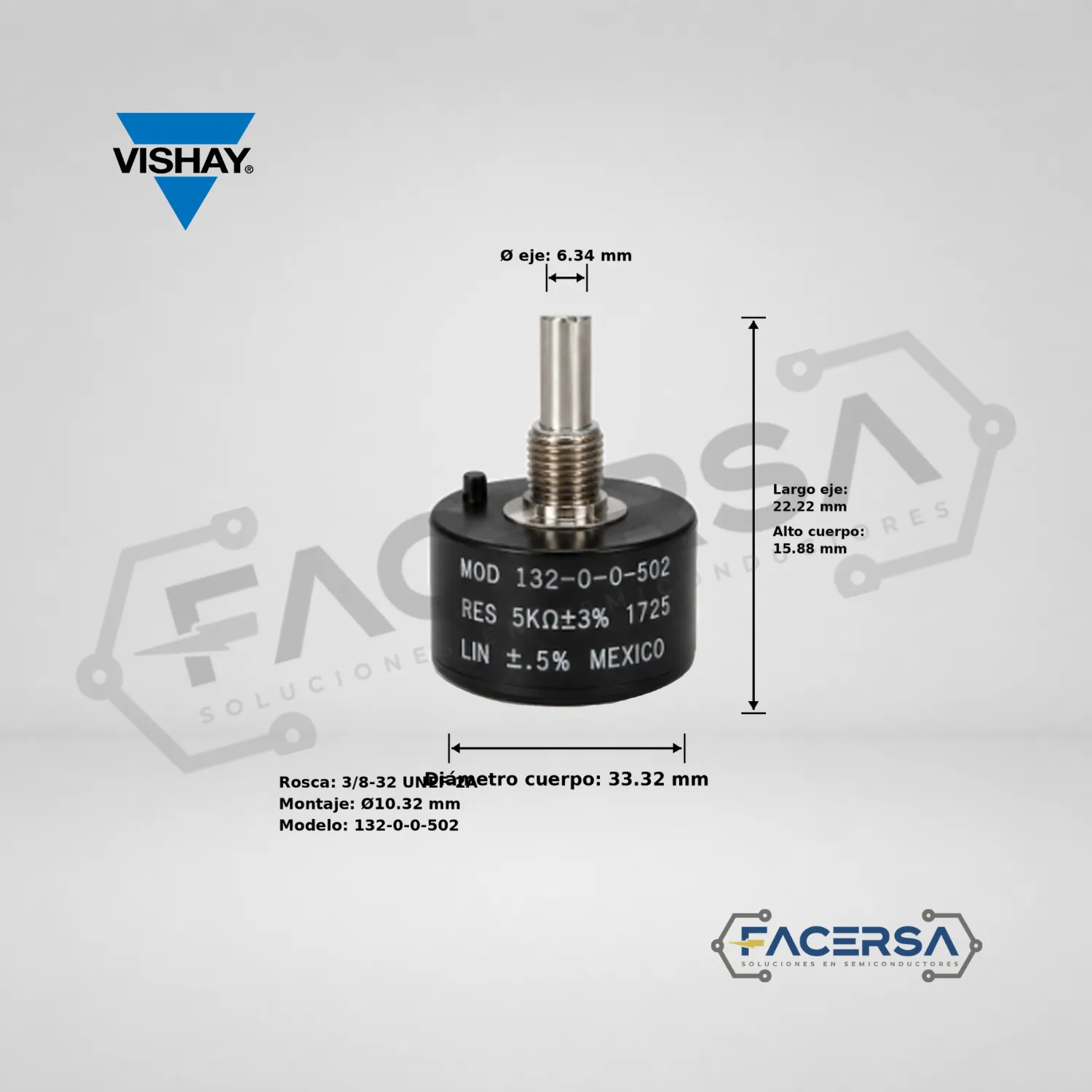 Potenciómetro Vishay 132-0-0-502 5kΩ