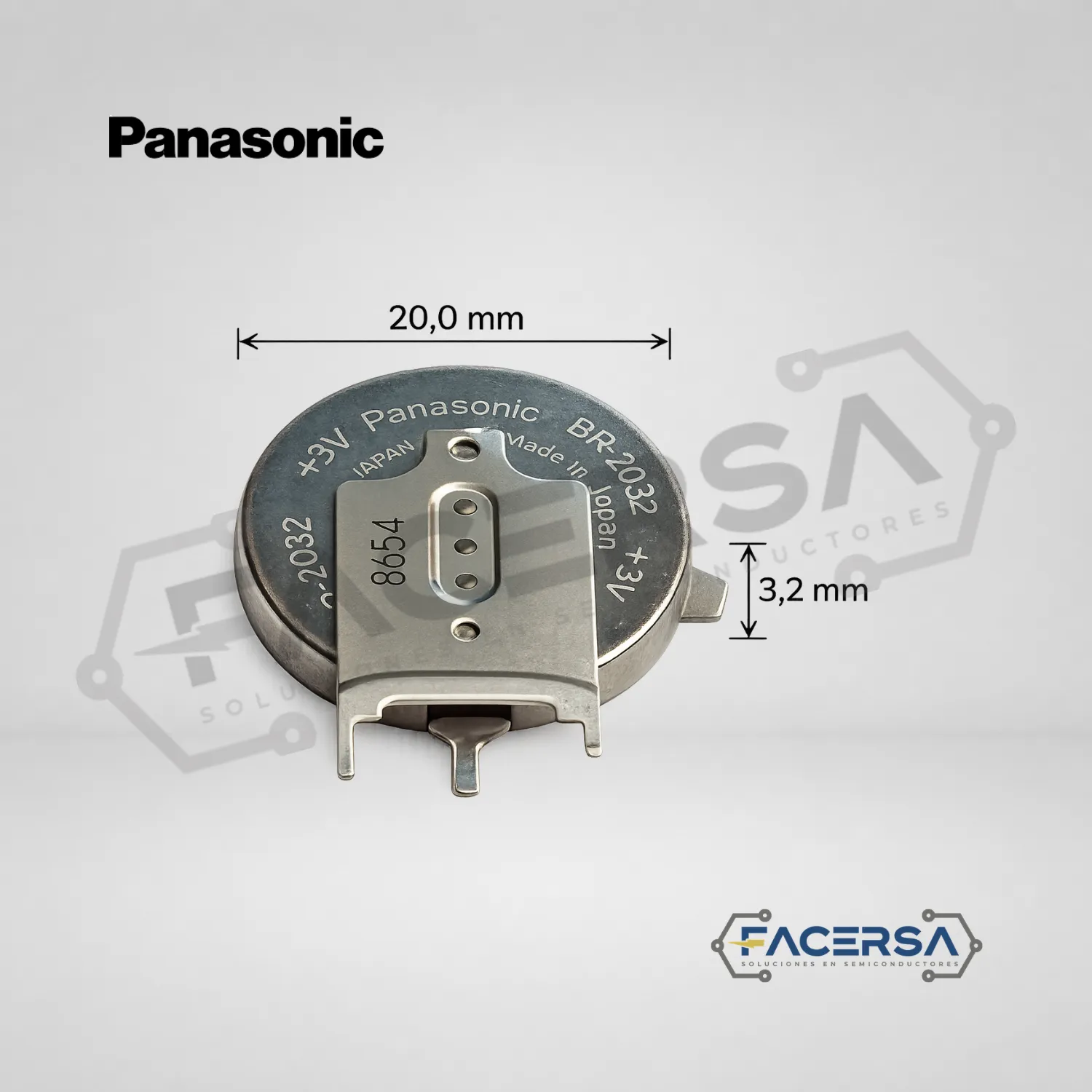 Pila BR-2032/GVN Panasonic 3V Terminal PCB
