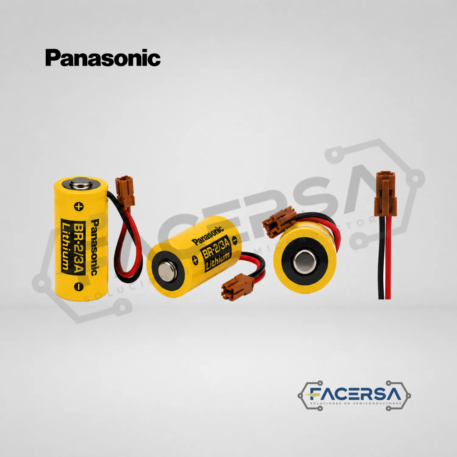 Pila BR-2/3A Panasonic 3V 1200mAh con cable rojo negro y conector FACERSA Lima Perú