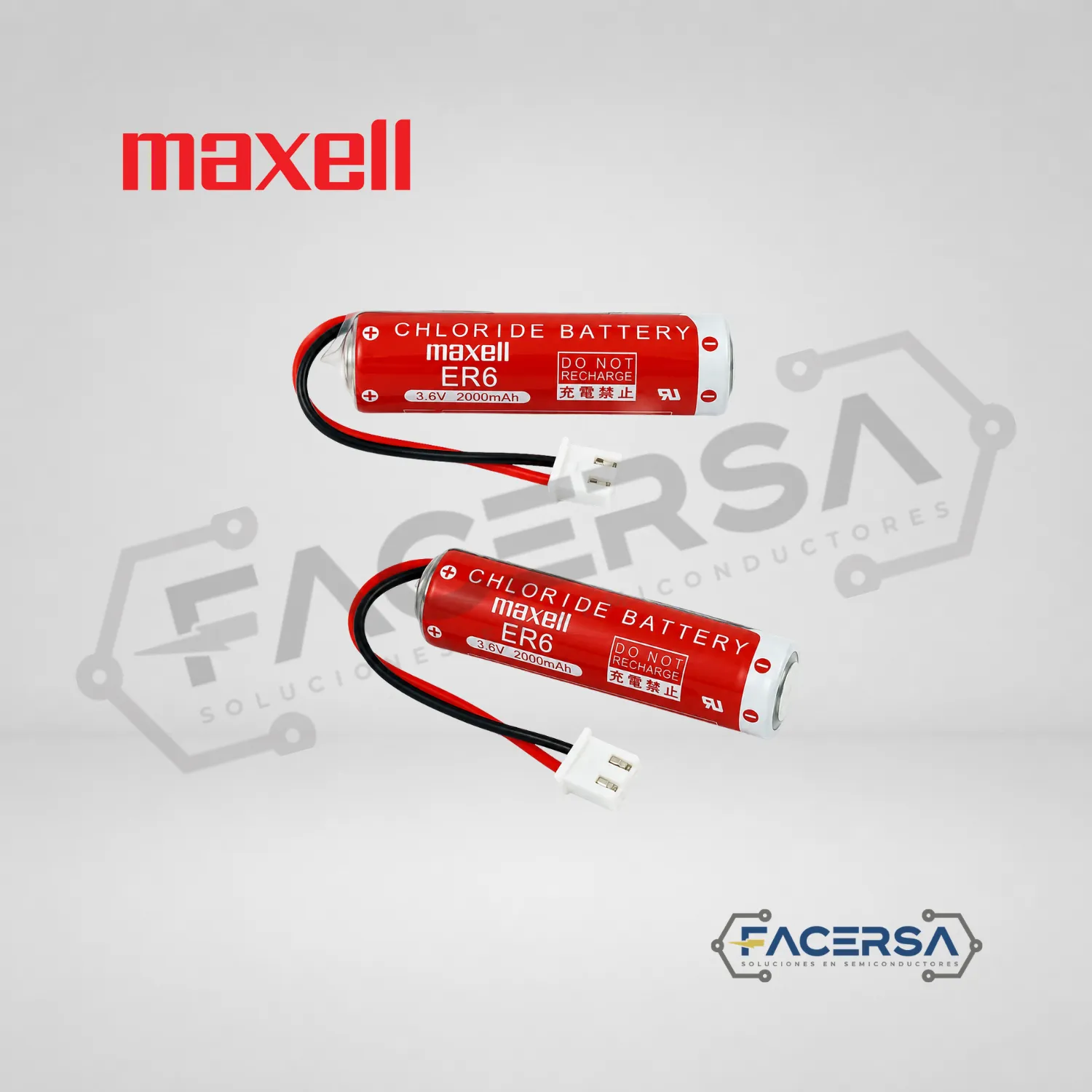 Pila Maxell ER6 3.6V 2000mAh para PLC con cable y conector