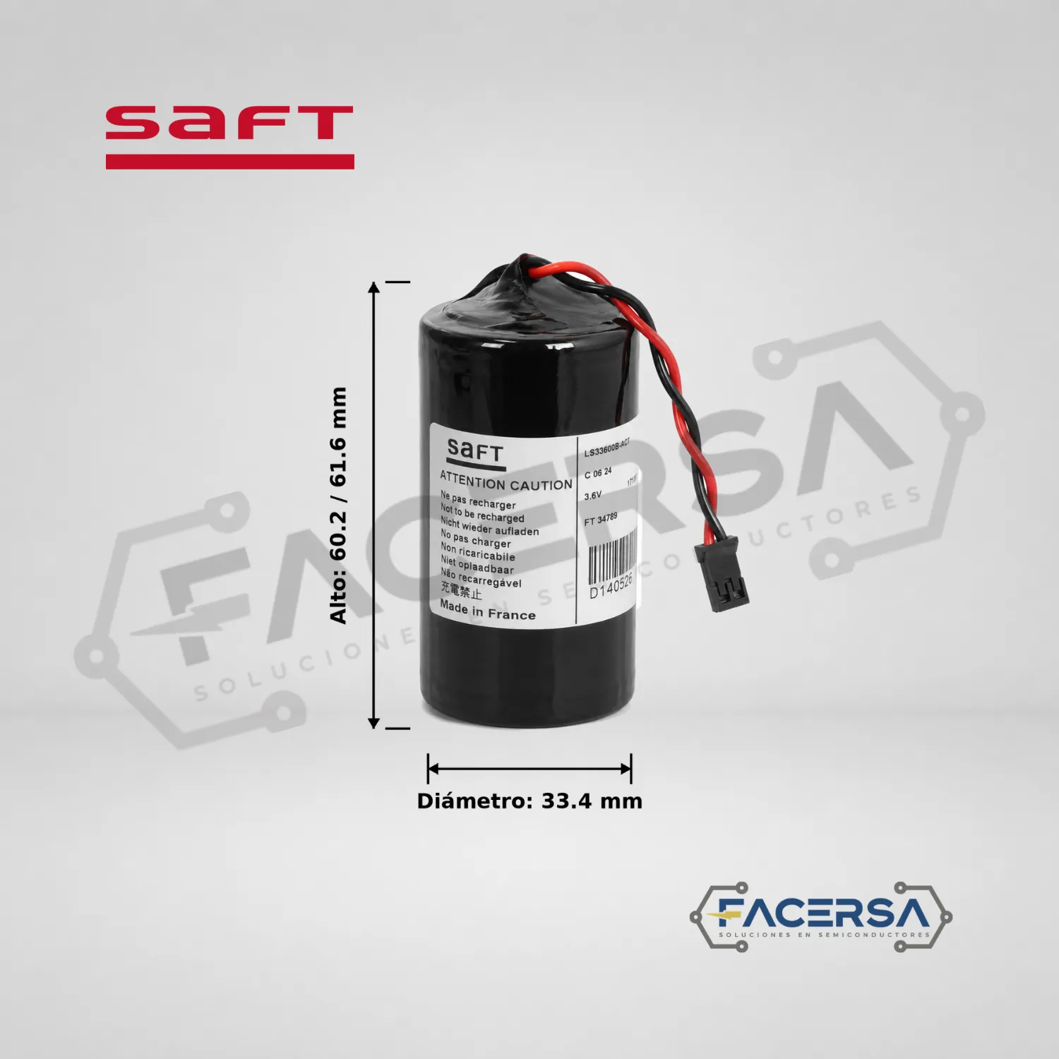 Batería Saft LS33600B-ACT 3.6V 17000mAh