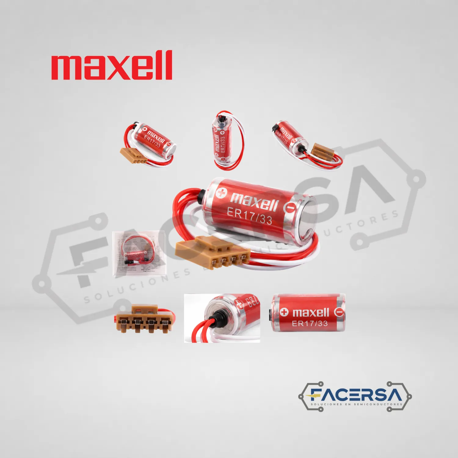 Pila Maxell ER17/33 3.6V 1600mAh con conector JAE 4 pines