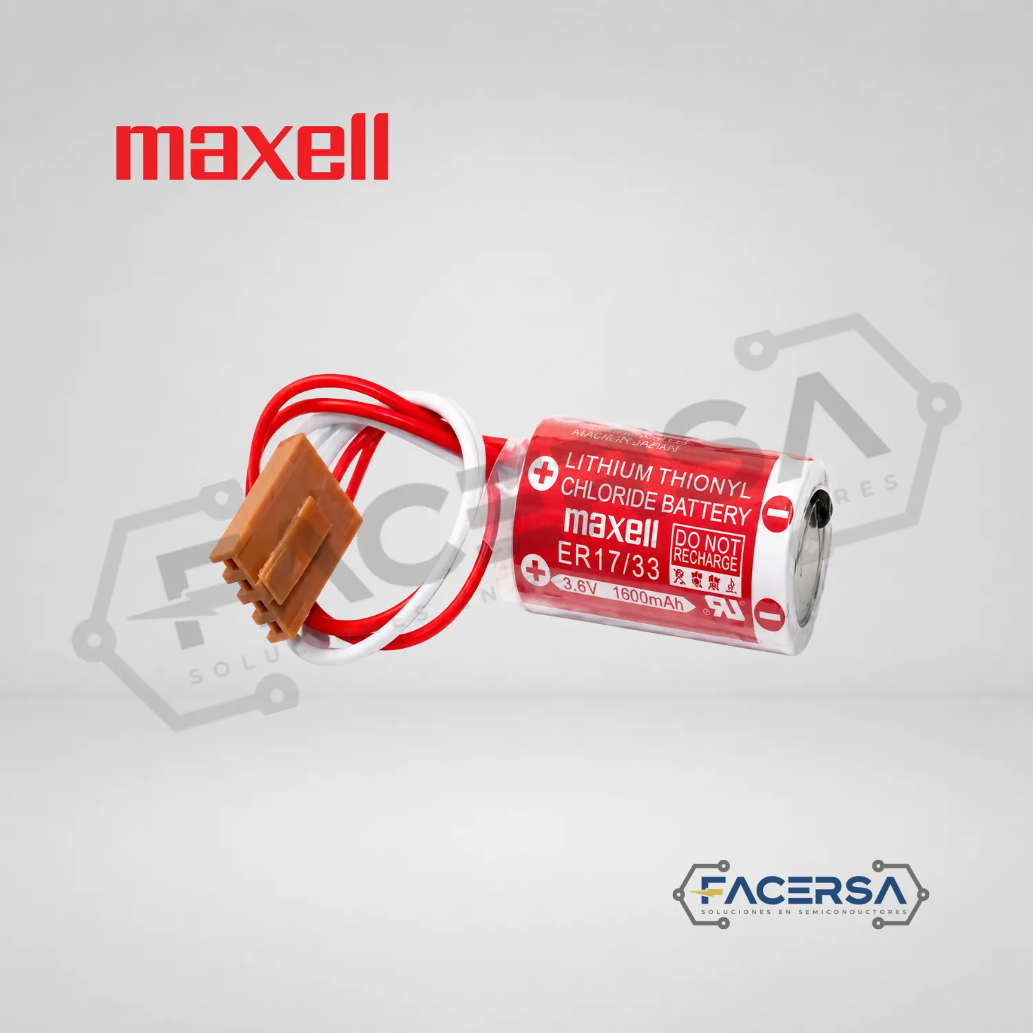 Pila Maxell ER17/33 3.6V 1600mAh con conector JAE 4 pines