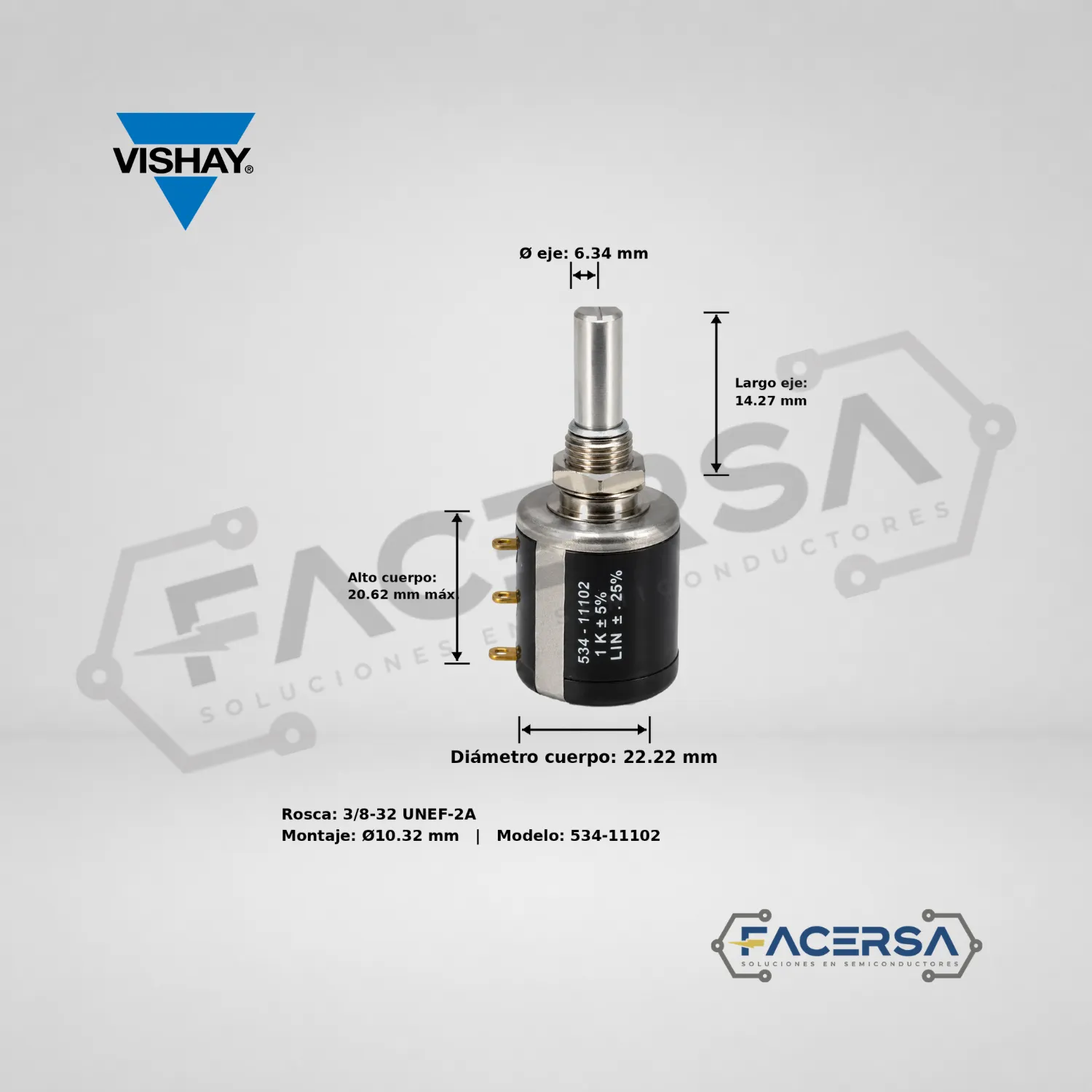 Potenciometro Vishay 534-1-1-102 1K