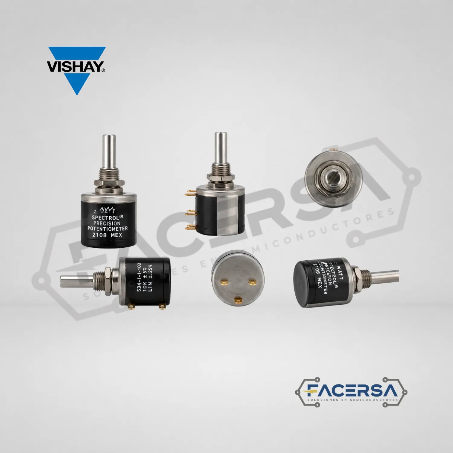 Potenciómetro Vishay 534-1-1-103 10kΩ 2W 10 vueltas lineal