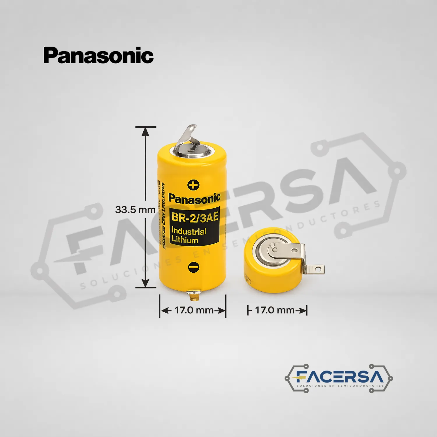 Detalle de código Panasonic BR-2/3AE5SPN en batería de litio cilíndrica