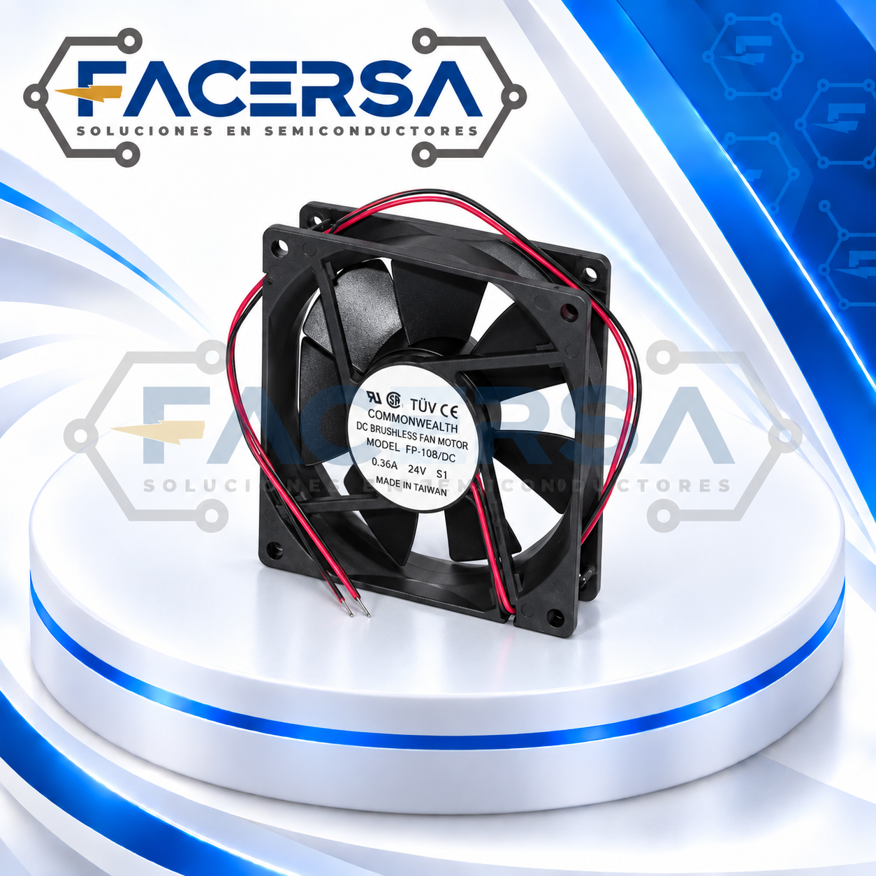 FP108B-24VDC COMMONWEALTH – Ventilador Axial DC 24V 92x92x25mm - Imagen 2