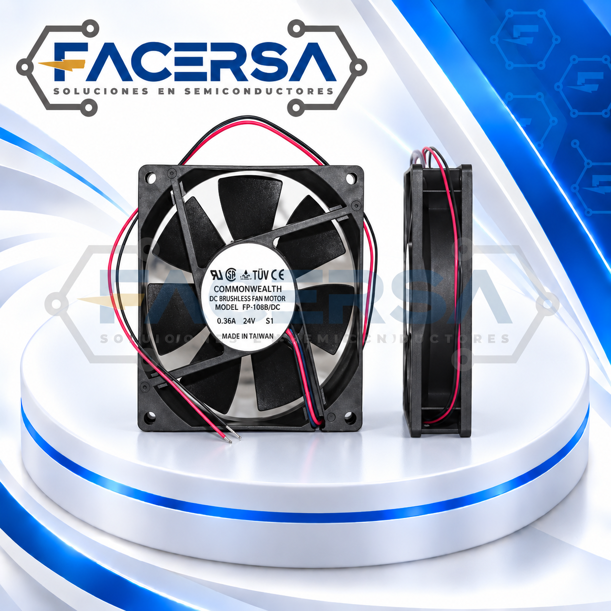 FP108B-24VDC COMMONWEALTH – Ventilador Axial DC 24V 92x92x25mm - Imagen 3