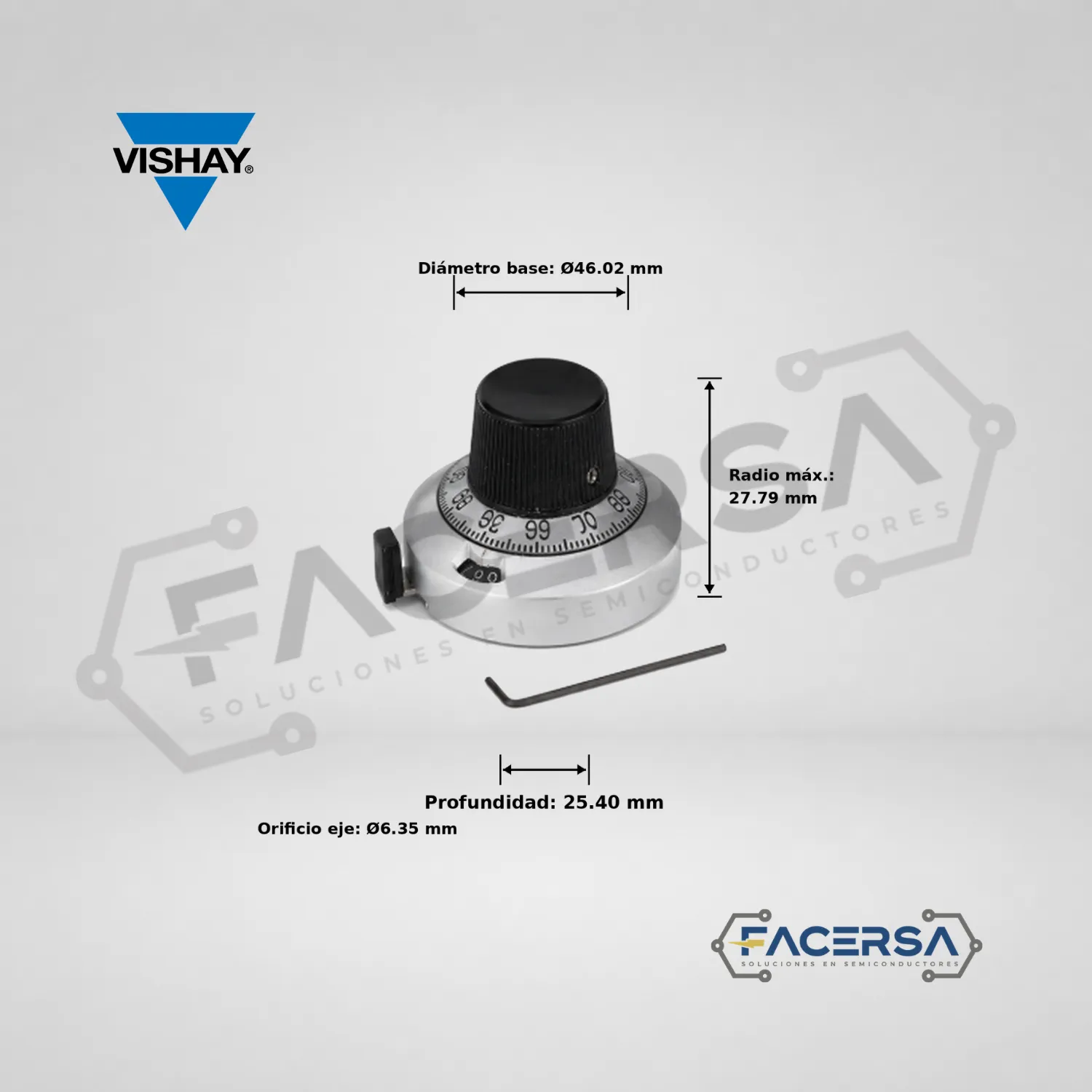 Dial contador Vishay 21A11B10 15 vueltas eje 1/4 con freno para potenciómetro