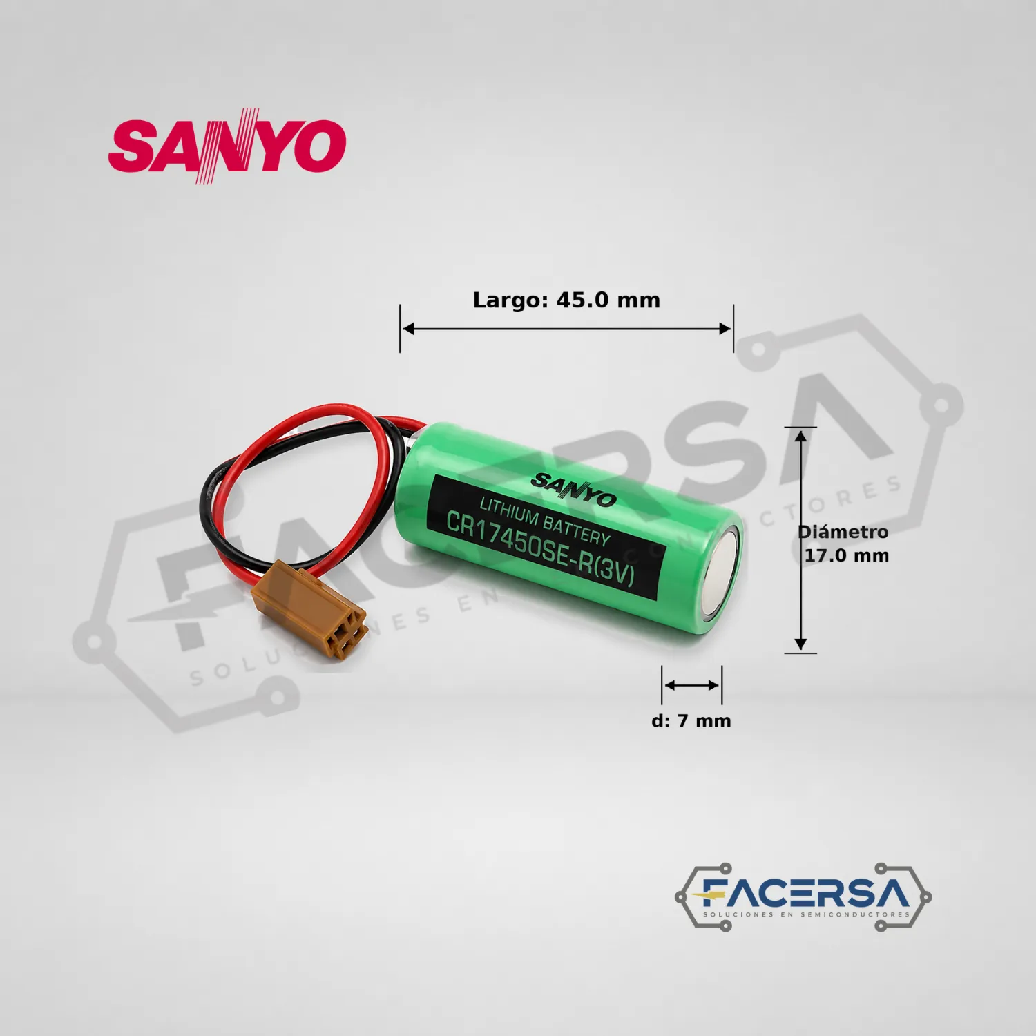Pila Sanyo CR17450SE-R 3V 2500mAh para PLC