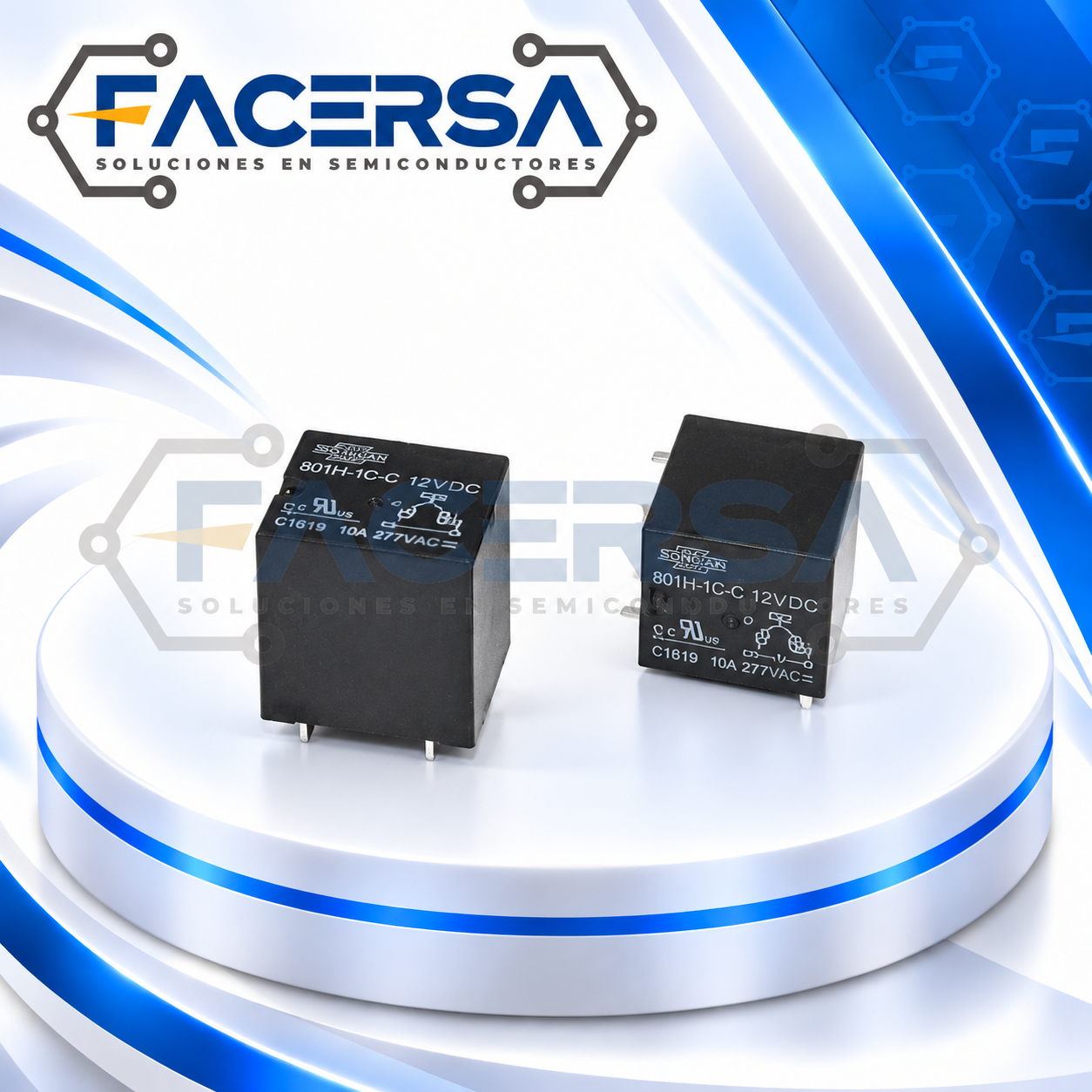 801H-1C-C-12VDC SONG CHUAN – Relé de potencia 12VDC SPDT 10A de 5 pines - Imagen 2