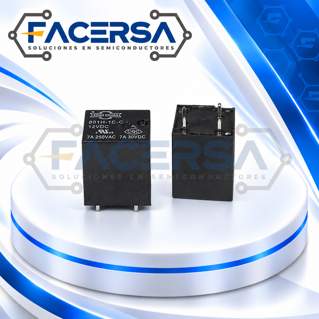 801H-1C-C-12VDC SONG CHUAN – Relé de potencia 12VDC SPDT 10A de 5 pines - Imagen 3
