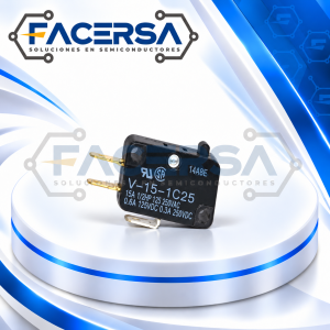 Microinterruptor OMRON V-15-1C25 SPDT 15A con émbolo de clavija